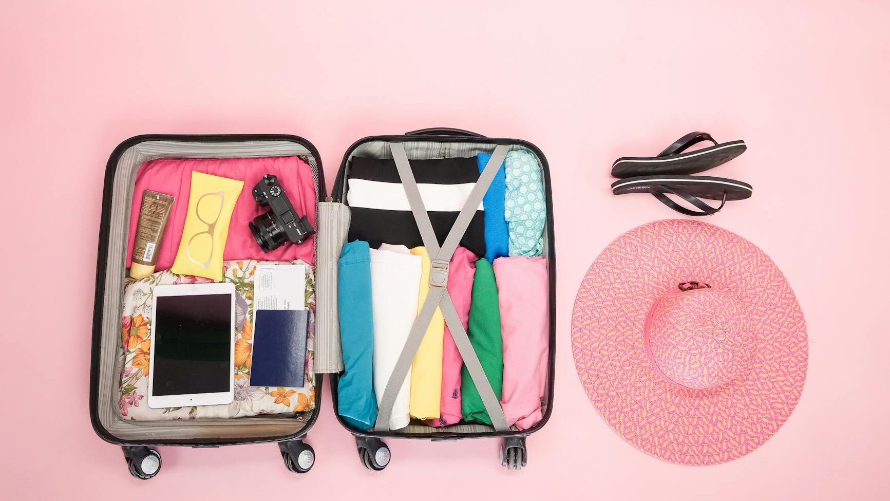 neatly packed open suitcase photo