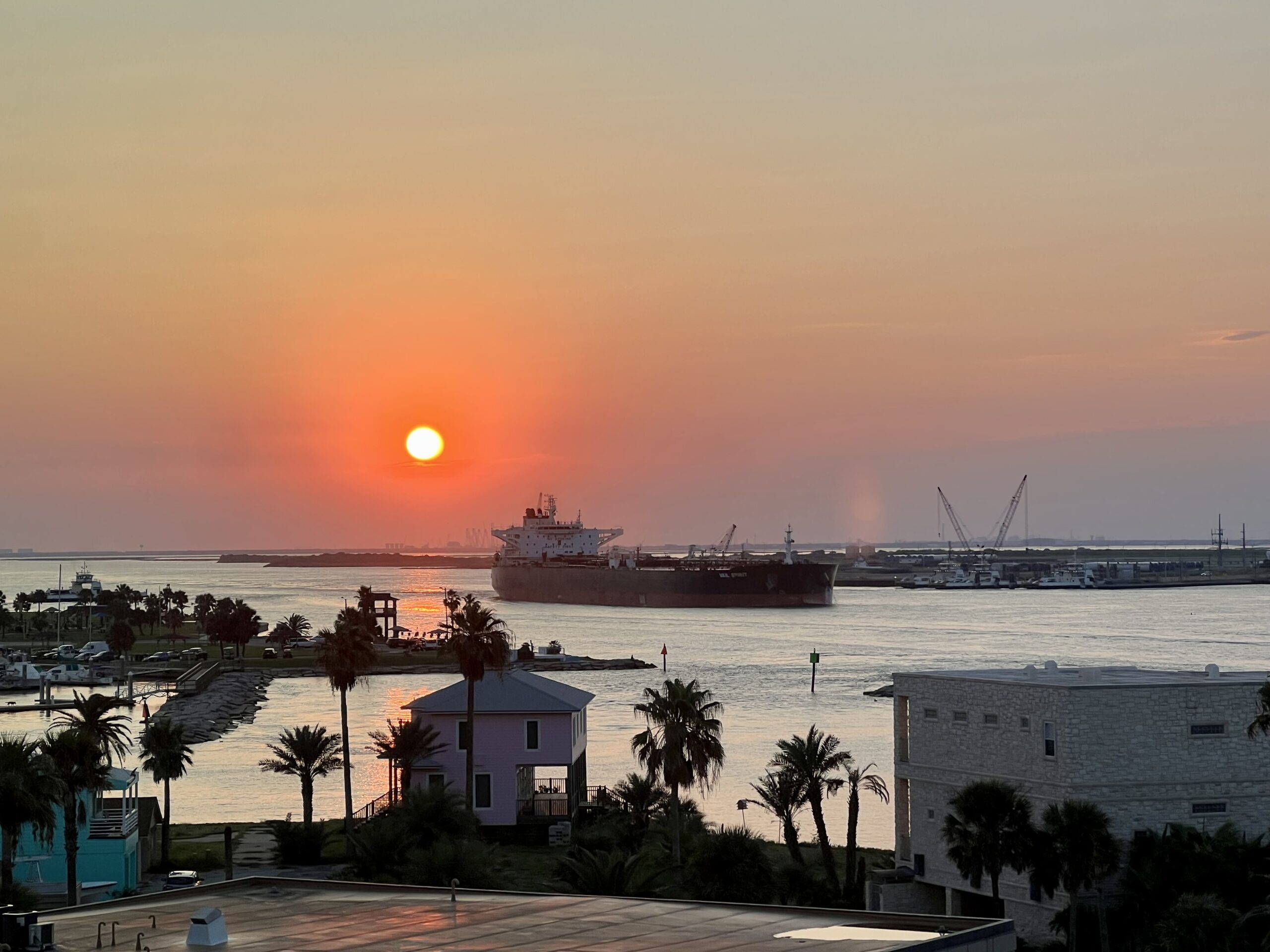 Sunset over ship channel | Port Aransas Explorer