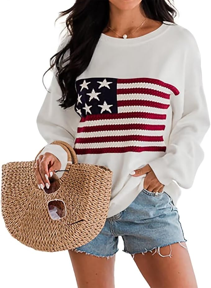Womens USA Flag Sweater | Port Aransas Explorer | https://amzn.to/4tN2VO6